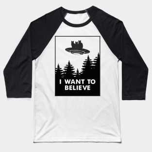 I want to Believe Shirt I Funny Cat UFO Alien Baseball T-Shirt